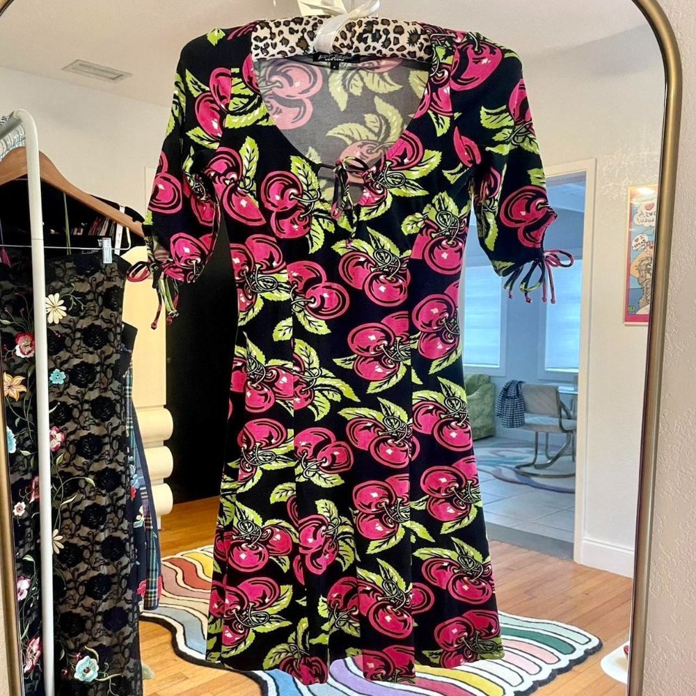 Vintage Betsey Johnson Cherry Print Dress